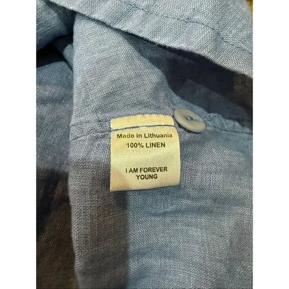 Flax NWOT linen button front blouse top boho lagenlook size Medium - Picture 6 of 7